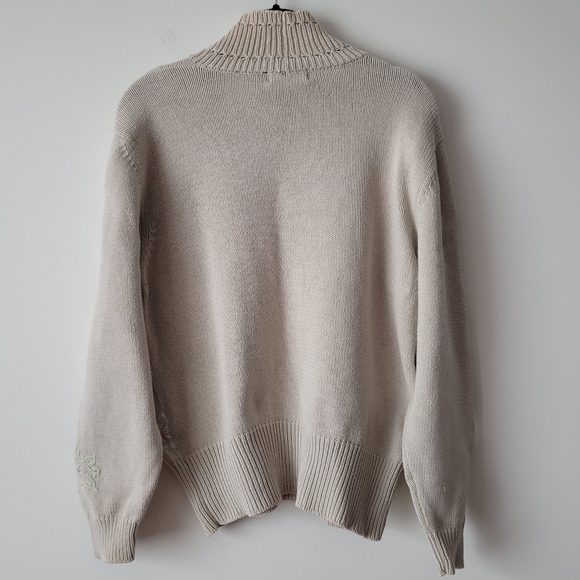 Vintage Jeanne Pierre Floral Embroidered Oversized Mock Neck Pullover Sweater - Picture 12 of 12